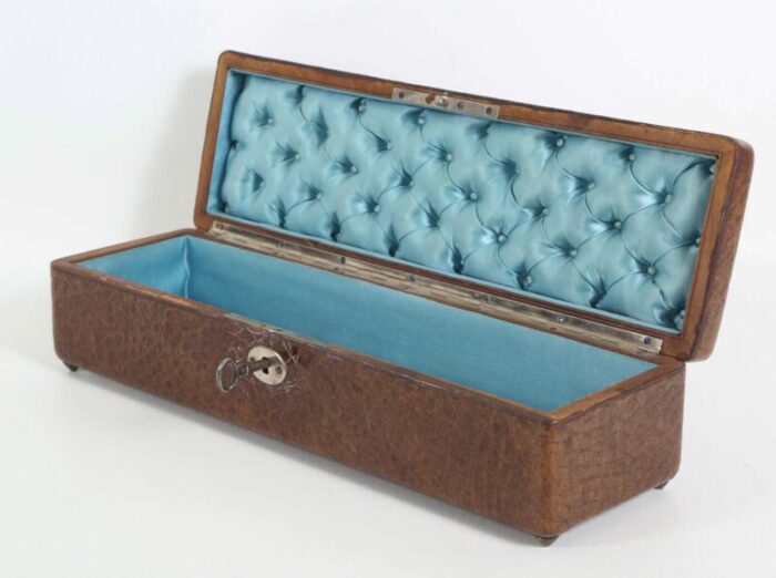 19th century french leather glove box 9930