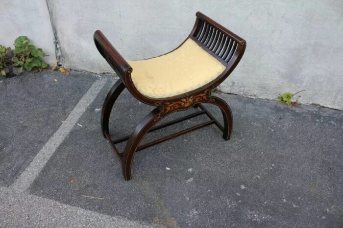 19th century inlaid cerule mahogany bench stool 1644