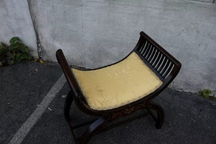 19th century inlaid cerule mahogany bench stool 7854