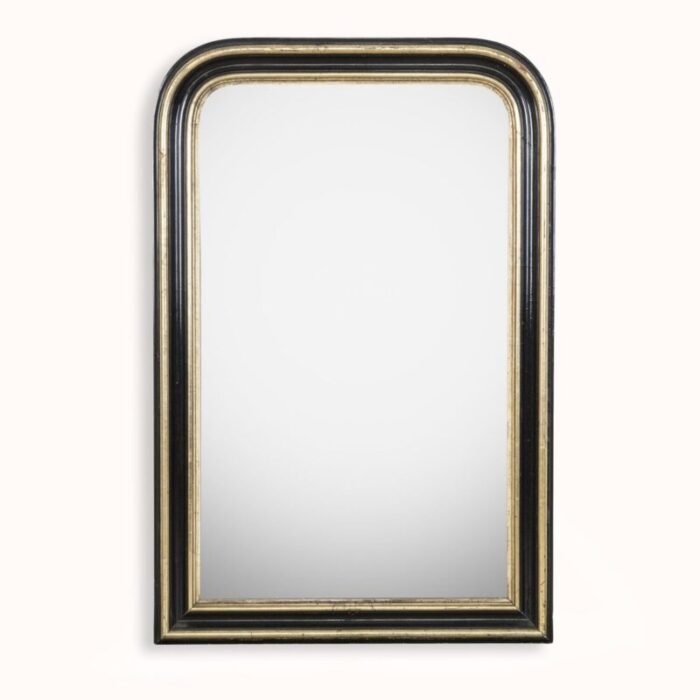 19th century napoleon iii foxed black and gilt mirror 1