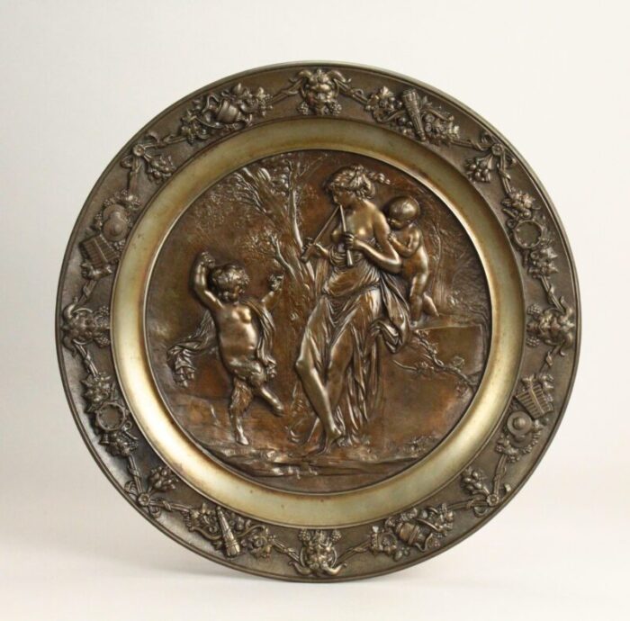 19th century patinated bronze charger neo classical scene after clodion french 1738 1814 0242