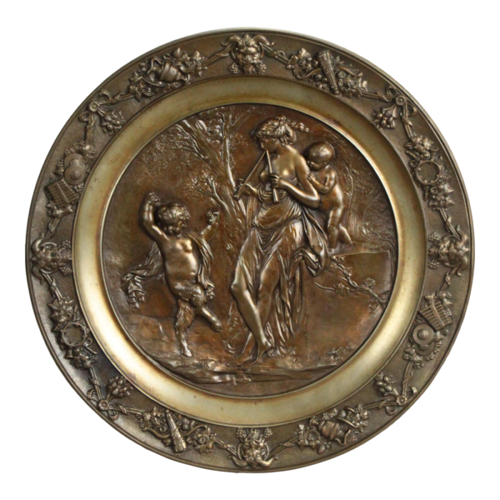 19th century patinated bronze charger neo classical scene after clodion french 1738 1814 0248