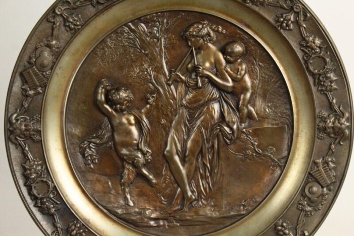 19th century patinated bronze charger neo classical scene after clodion french 1738 1814 5740