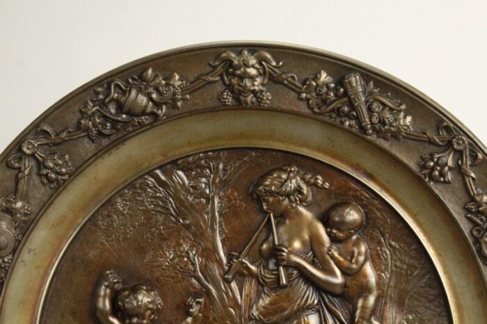 19th century patinated bronze charger neo classical scene after clodion french 1738 1814 5830