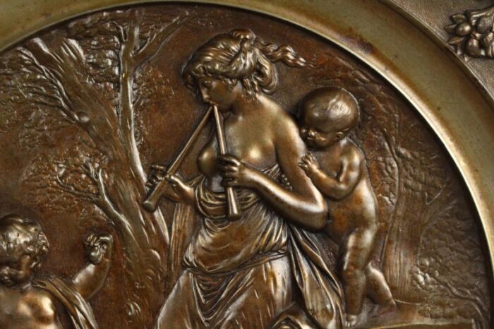 19th century patinated bronze charger neo classical scene after clodion french 1738 1814 6554