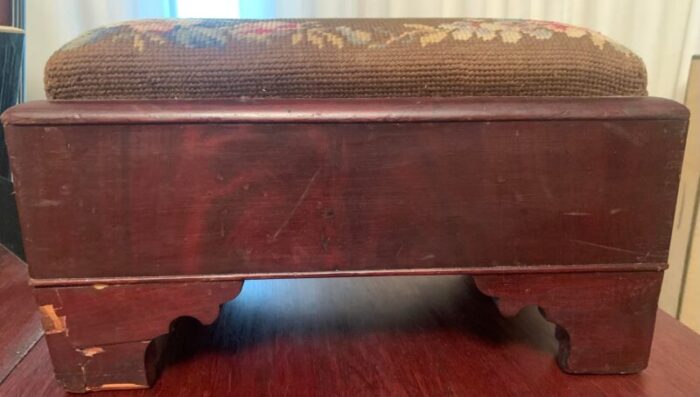 19th century victorian walnut needlepoint stool 1289