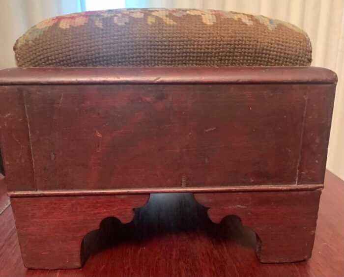 19th century victorian walnut needlepoint stool 4083