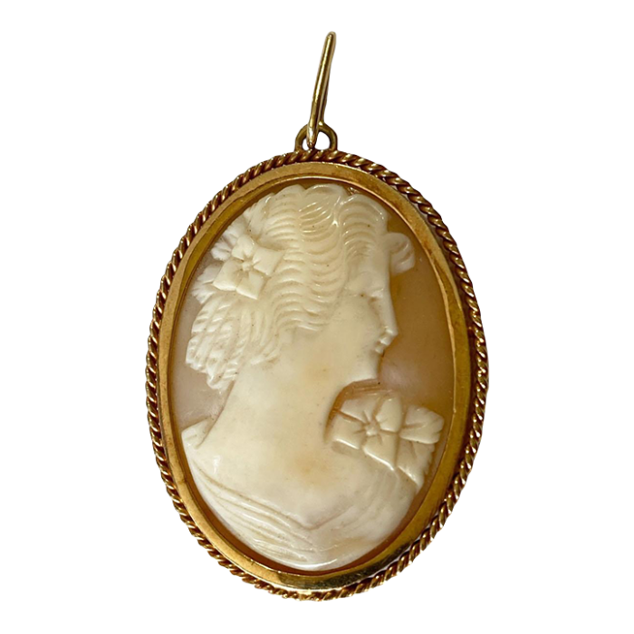 2017 19th century 18k solid gold shell cameo brooch pendant 5357