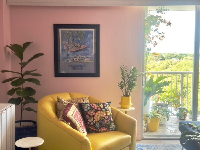 2023 coconut grove 59th arts festival poster with pink seaplane framed 9836