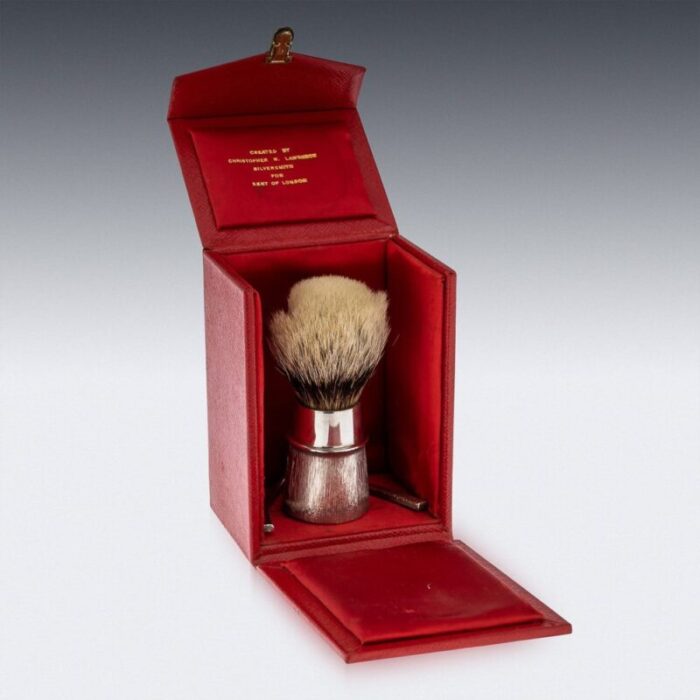 20th century english silver shaving brush stand from christopher lawrence 1976 set of 2 3