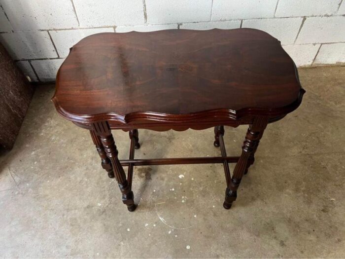 20th century victorian style flame mahogany six leg side table 2294