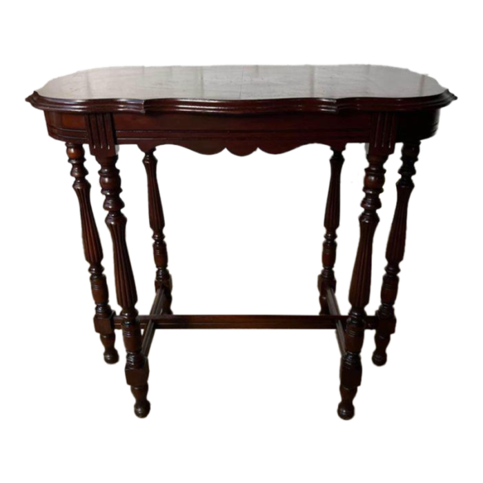 20th century victorian style flame mahogany six leg side table 8379