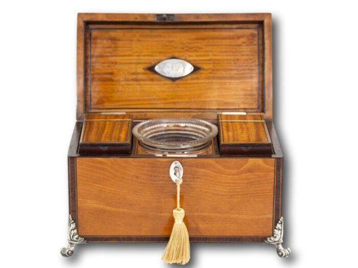 Satinwood Tea Chest Silver Mounts 00010 master