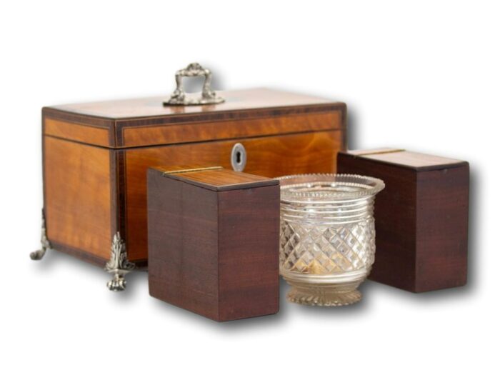 Satinwood Tea Chest Silver Mounts 00014 master