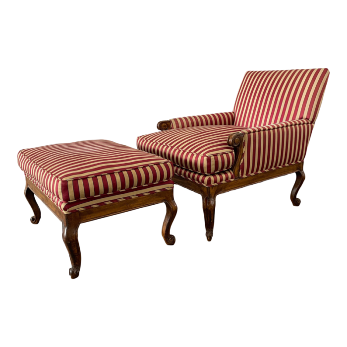 a rudin louis xvi style lounge chair and ottoman 7038