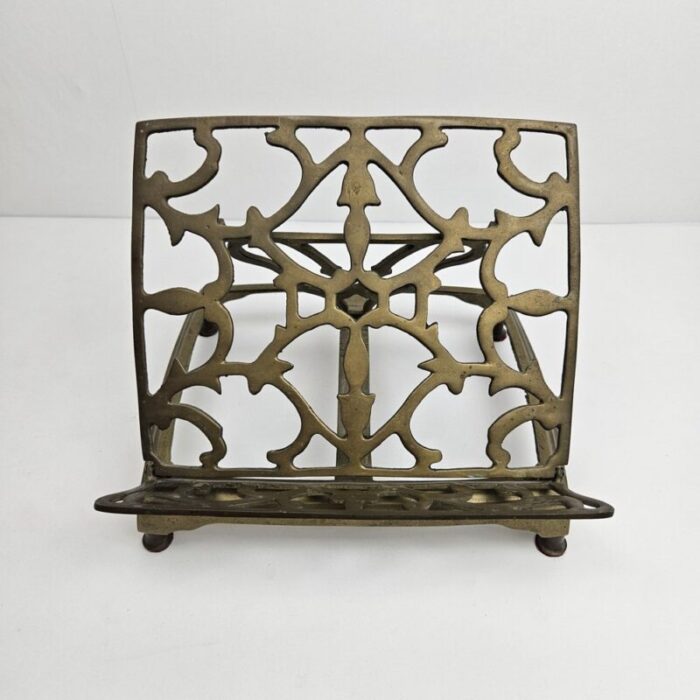 adjustable book or magazine stand in brass 1890s 10