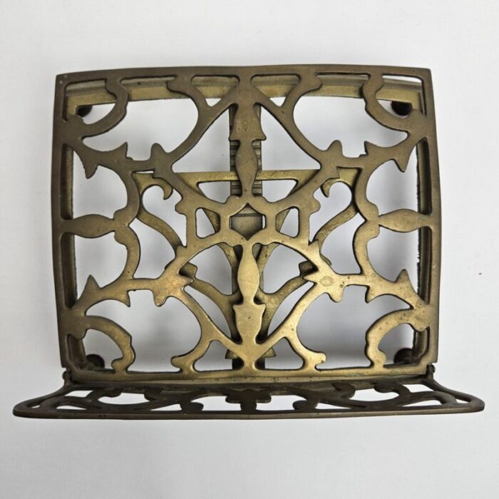 adjustable book or magazine stand in brass 1890s 13