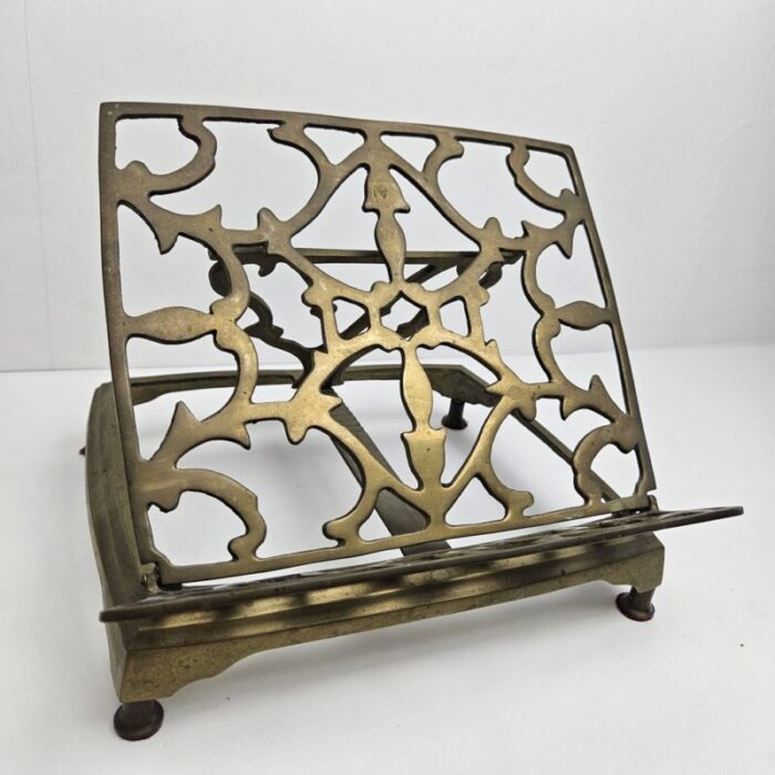 adjustable book or magazine stand in brass 1890s 2