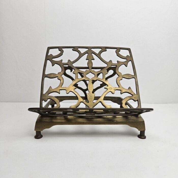 adjustable book or magazine stand in brass 1890s 3