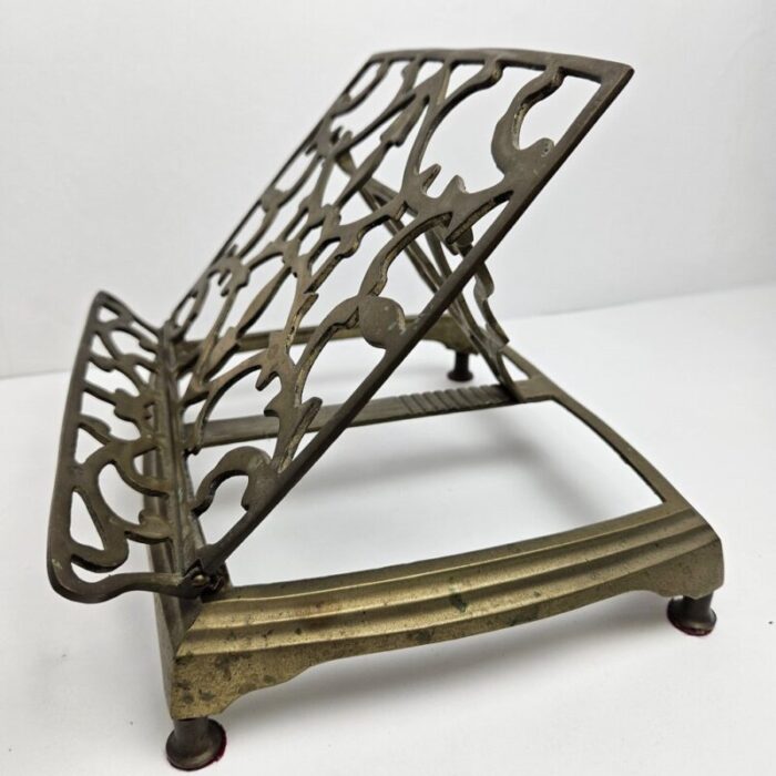 adjustable book or magazine stand in brass 1890s 6