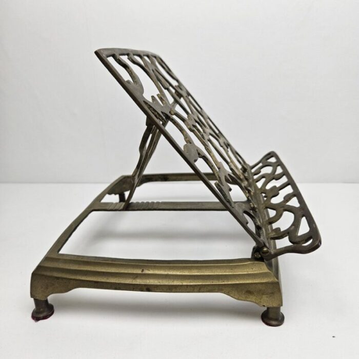 adjustable book or magazine stand in brass 1890s 7