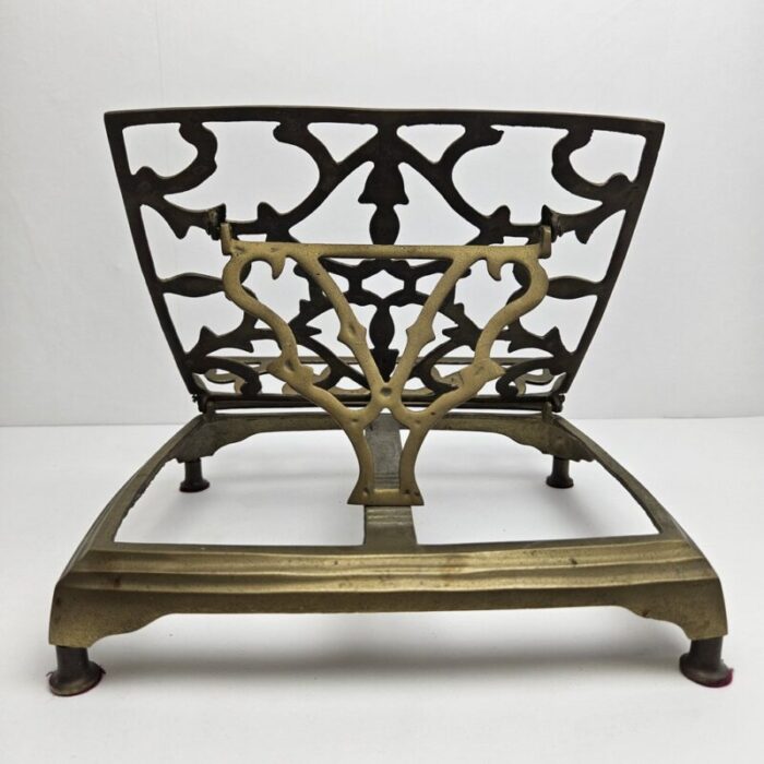 adjustable book or magazine stand in brass 1890s 9