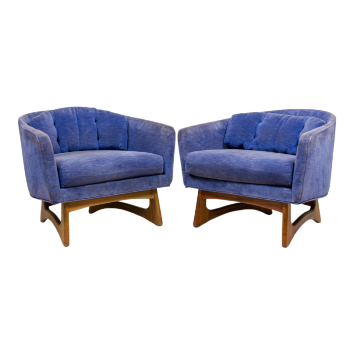 adrian pearsall for craft associates mid century walnut and velour curved back armchairs a pair 3224