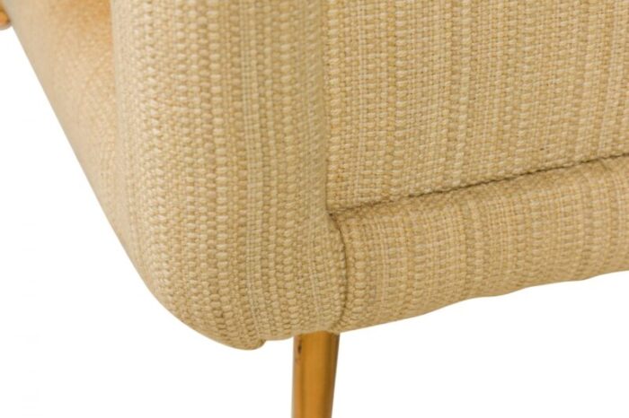 american contemporary beige fabric upholstered bronze leg lounge armchair 2315