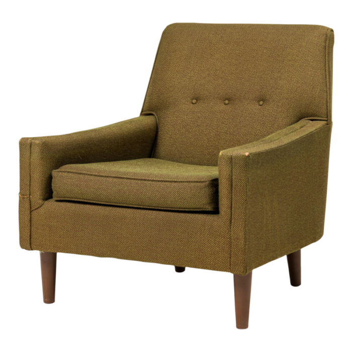 american mid century greenish brown upholstered armchair 8440