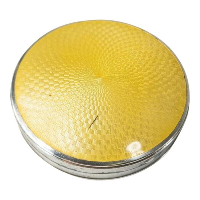 american sterling silver and yellow guilloche enamel compact 1