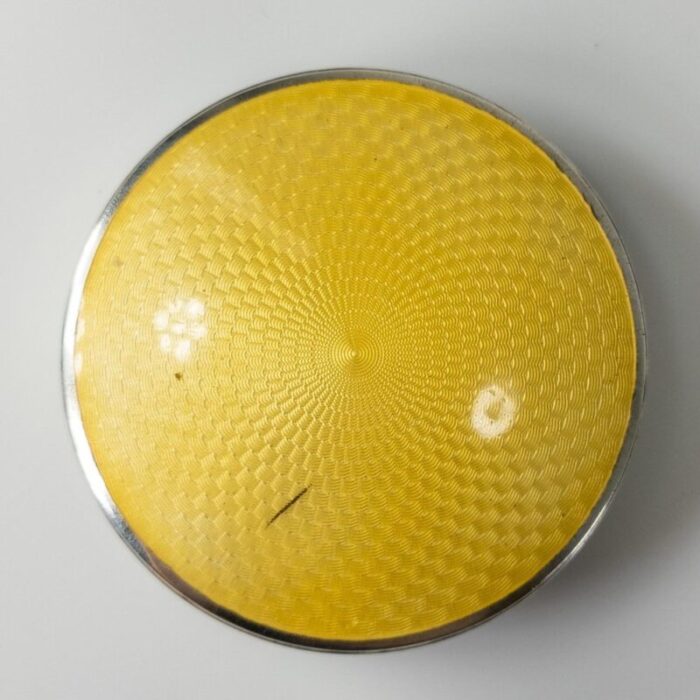 american sterling silver and yellow guilloche enamel compact 2