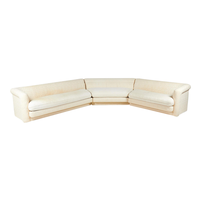 american vintage white and cream swirl upholstered 3 piece sectional sofa 3533