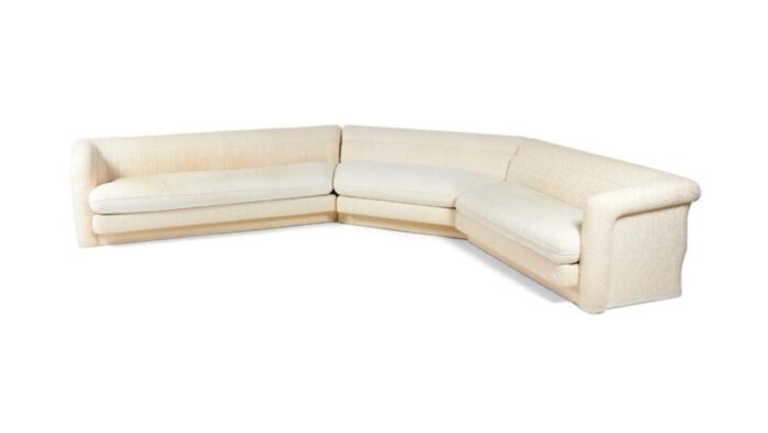 american vintage white and cream swirl upholstered 3 piece sectional sofa 5358