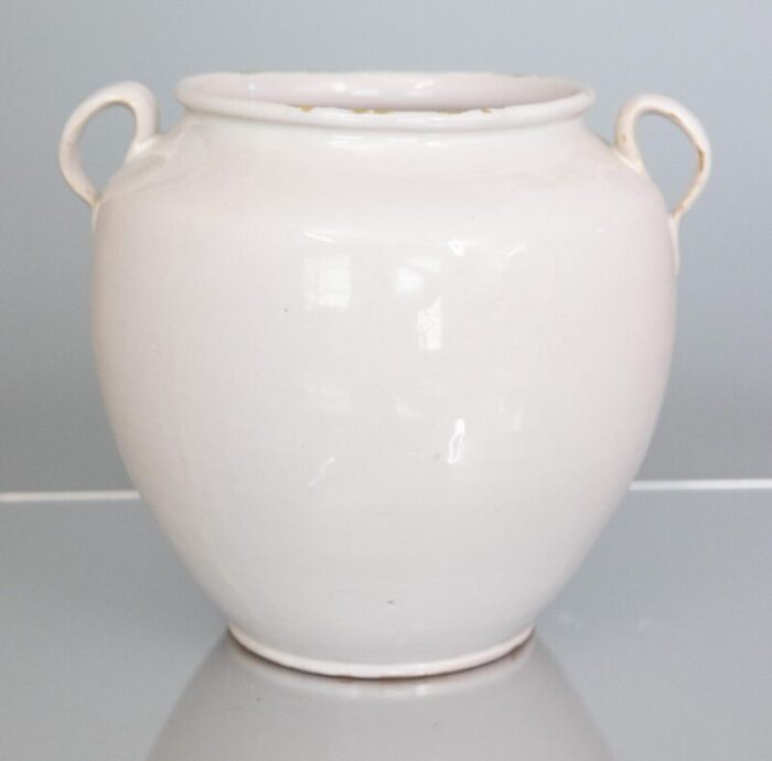 antique 19th century french white glazed confit pot 0241