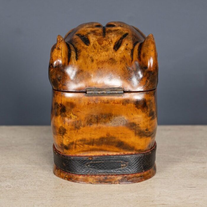 antique 19th century victorian wood of life bulldog tobacco jar 1890s 16