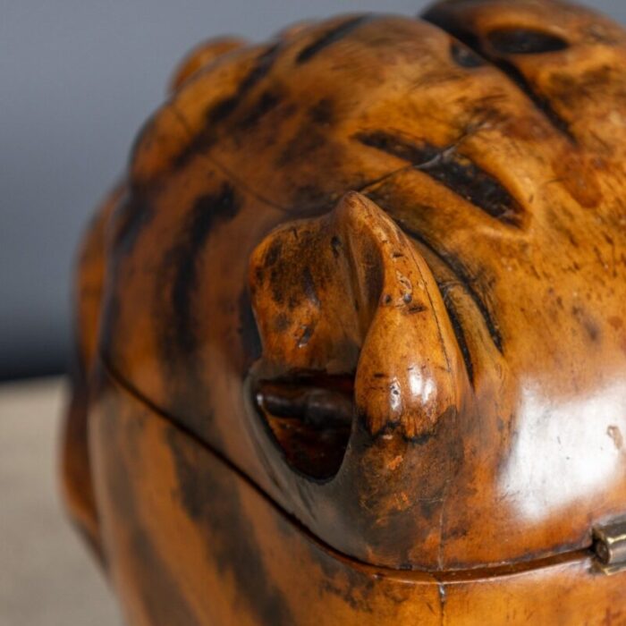 antique 19th century victorian wood of life bulldog tobacco jar 1890s 4