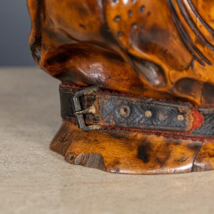 antique 19th century victorian wood of life bulldog tobacco jar 1890s 6