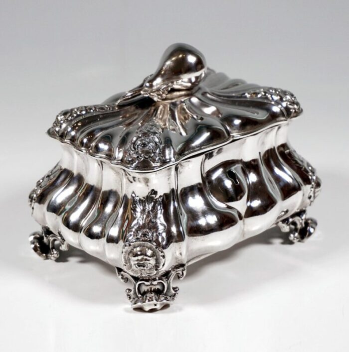 antique biedermeier silver sugar box with pear knob attributed to thomas dub vienna 1863 2