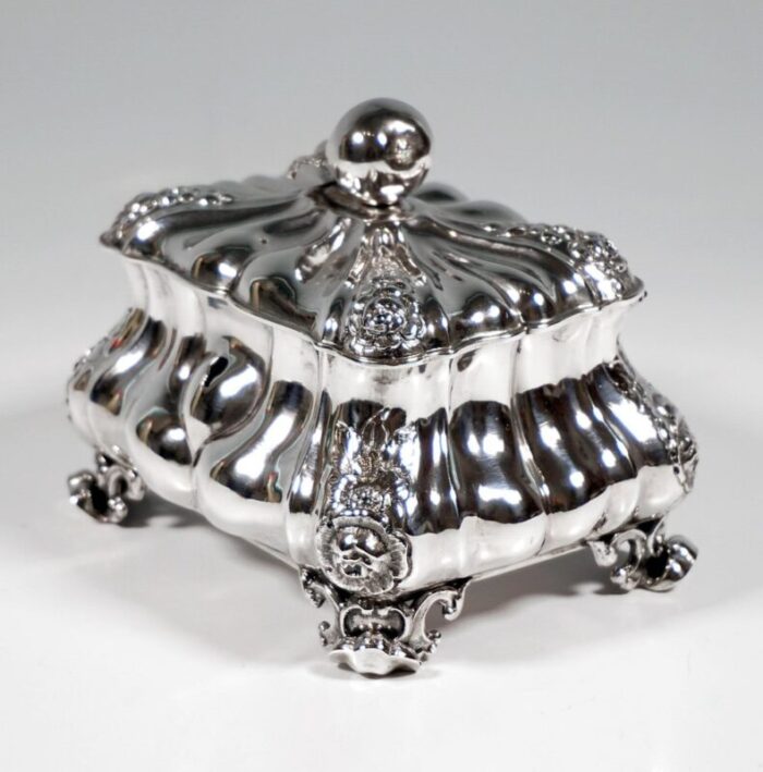 antique biedermeier silver sugar box with pear knob attributed to thomas dub vienna 1863 3