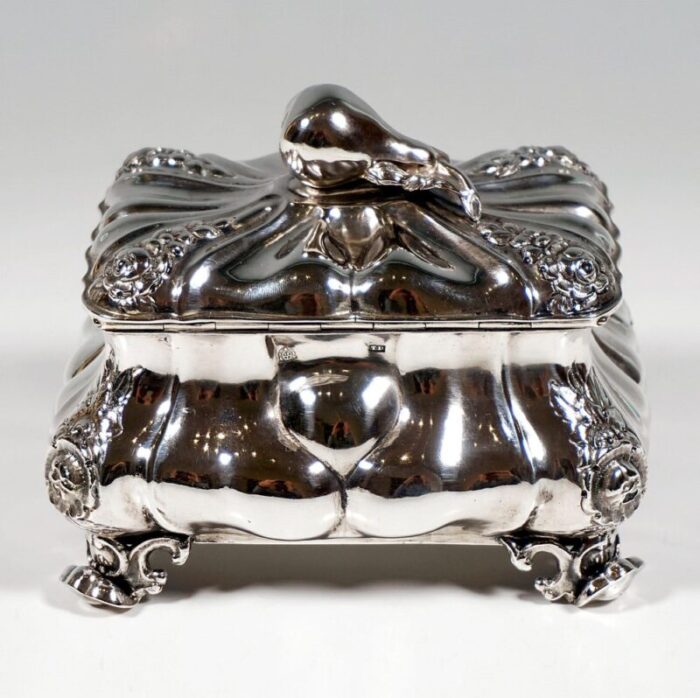 antique biedermeier silver sugar box with pear knob attributed to thomas dub vienna 1863 4