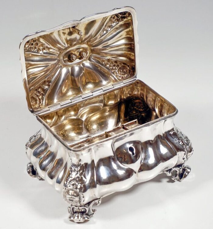 antique biedermeier silver sugar box with pear knob attributed to thomas dub vienna 1863 5