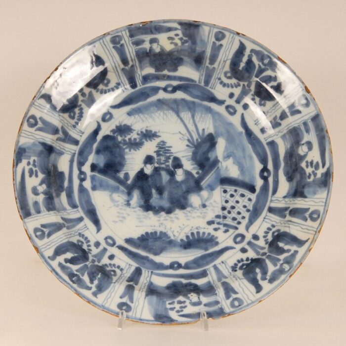 antique blue and white plate in earthenware 1690 1