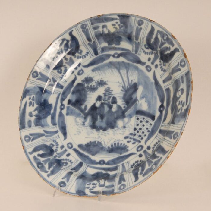 antique blue and white plate in earthenware 1690 12