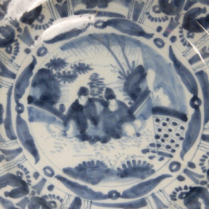 antique blue and white plate in earthenware 1690 2