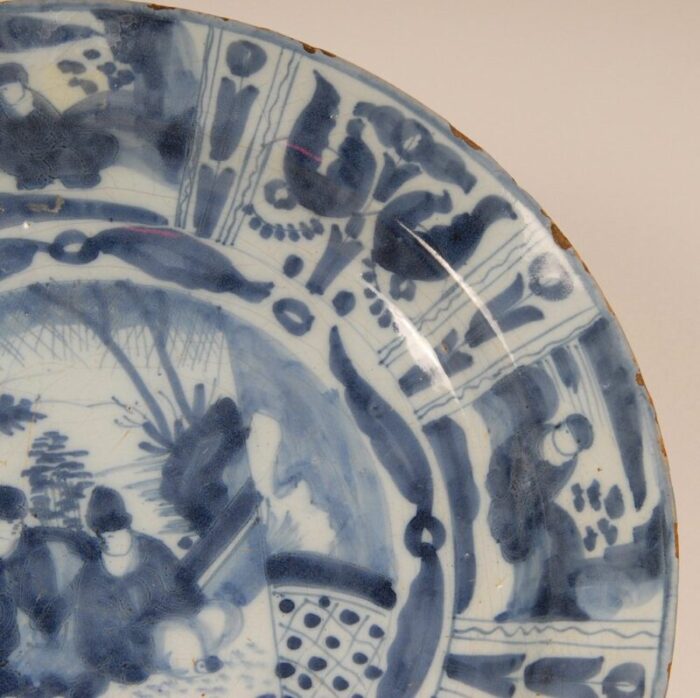 antique blue and white plate in earthenware 1690 4