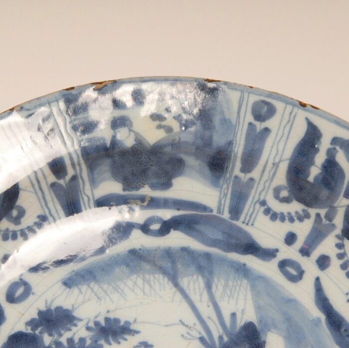 antique blue and white plate in earthenware 1690 5