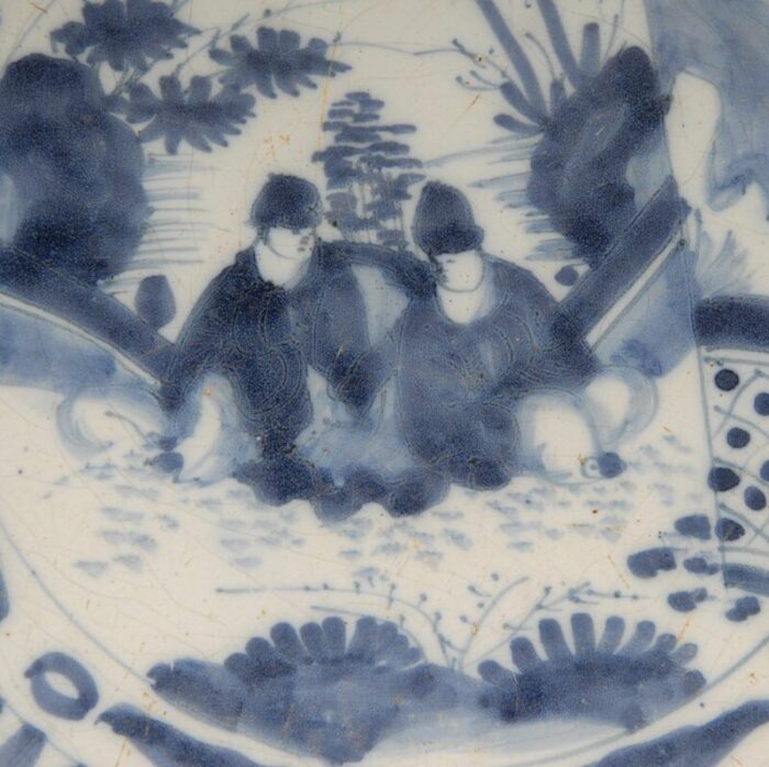 antique blue and white plate in earthenware 1690 6