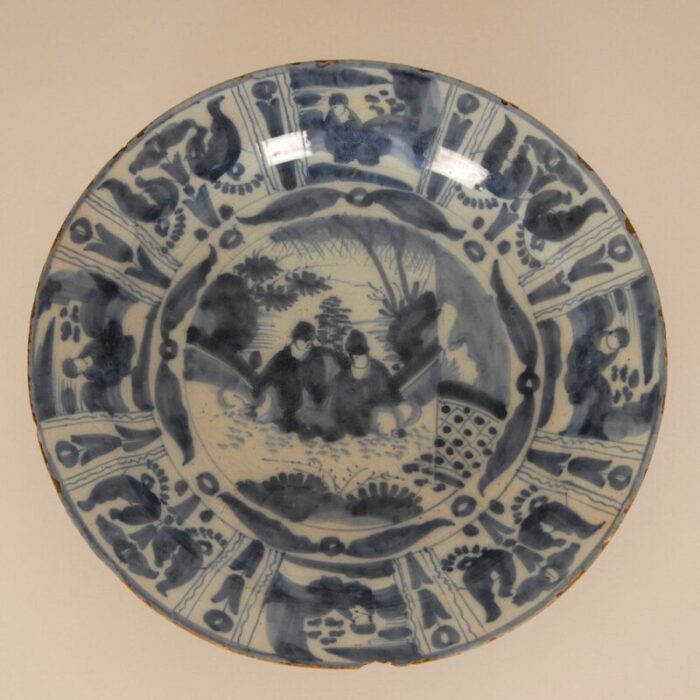 antique blue and white plate in earthenware 1690 7