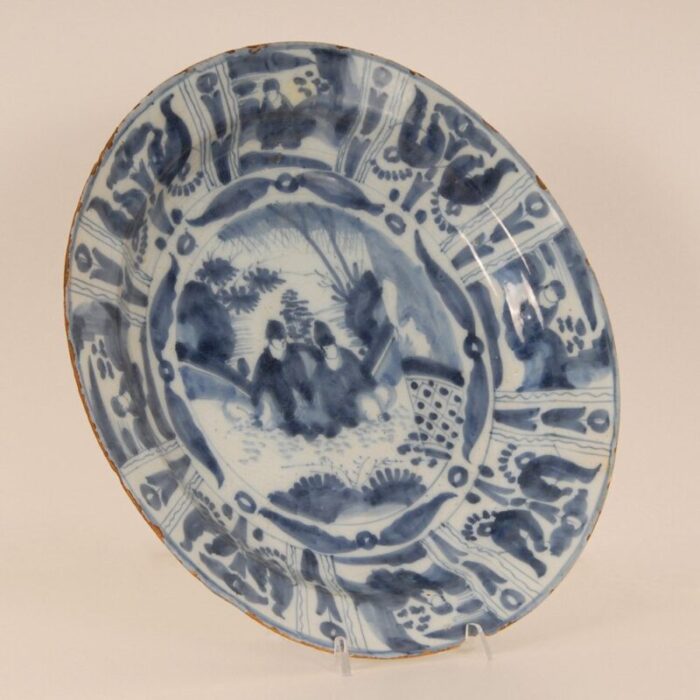 antique blue and white plate in earthenware 1690 8