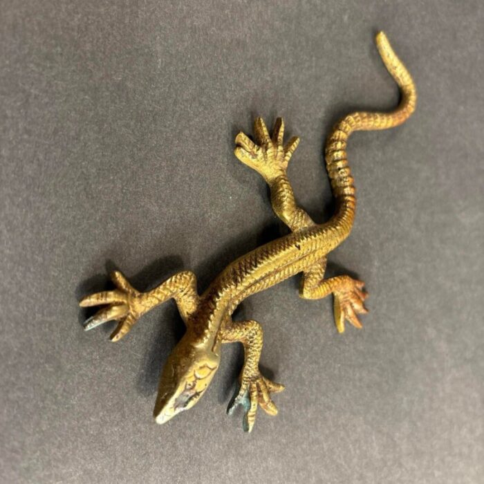 antique bronze sculpture of a walking lizard austria circa 1900 5138